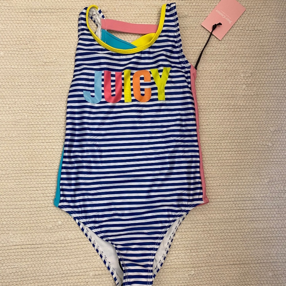 Juicy Couture kids‎ swim, Stripe Blue 7/8